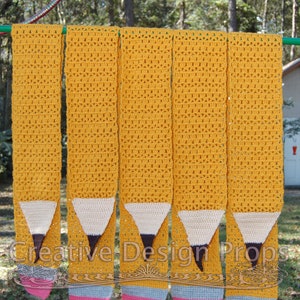 Popular Crochet Back To School Pencil Scarf, gift for teacher, mustard, Yellow, neckwarmer, long scarf, Christmas, Thanksgiving