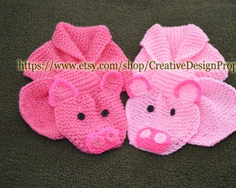 Knit Piglet Kids Ascot Scarf - Pull Through Keyhole, Top Trend, Stay Put, Popular Short Scarf, Christmas Gift, Winter wear, Men, Women,