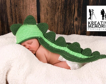 Dragon Cape "Dino" Hat and back cover set, newborn Photo Prop, Baby Shower Gift, Halloween Costume