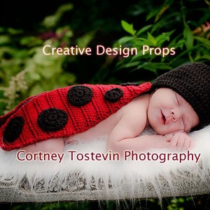 Traje de Ganchillo - Patrón PDF - El traje de Lady Bug para bebé recién nacido - Foto Prop o Regalo de Baby Shower