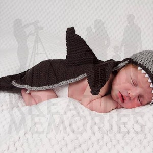 Nautical Sea Marine Critter Shark Hat and back cover set Photo Prop Cape Nursery Halloween gift for baby shower image 3