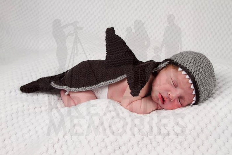 Nautical Sea Marine Critter Shark Hat and back cover set Photo Prop Cape Nursery Halloween gift for baby shower image 3