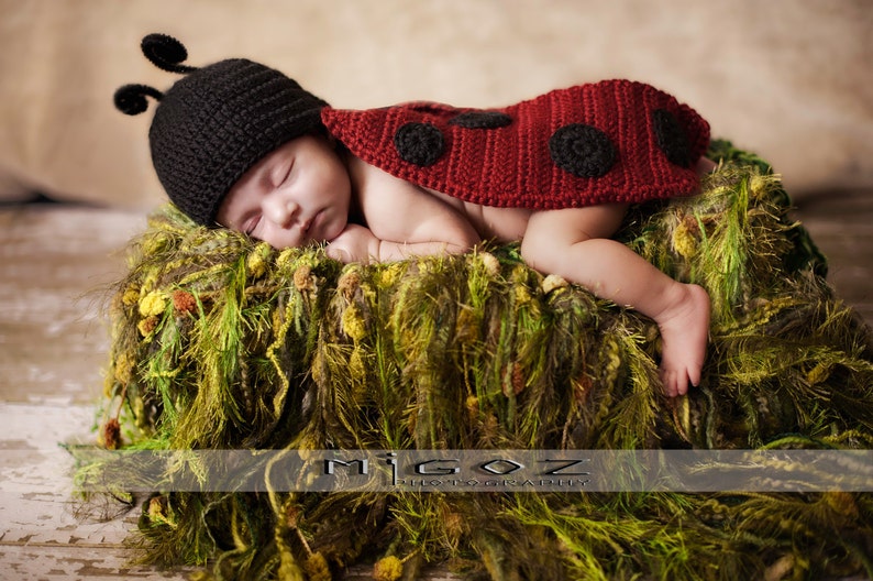 Crochet Costume PDF Pattern The Lady Bug outfit for newborn baby Photo Prop or Baby Shower Gift image 1