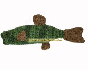 Crochet Largemouth Bass Fish Toy Fathers Day Gift Fisherman Angler Present Fish Plush, Stuffed Fish, Bass Fishing, Funny Fishing Gag Gifts