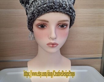 Crochet Hexi Jester Foole's Hat Rave Beanie Hexagon Hat Clown Core Square hat  Toque