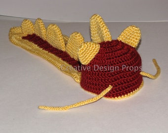 Chinese Dragon Costume "Dino"  - Hat and back cover set - newborn Photo Prop, Baby Shower Gift, Halloween Costume