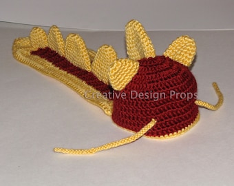 Chinese Dragon Costume "Dino"  - Hat and back cover set - newborn Photo Prop, Baby Shower Gift, Halloween Costume