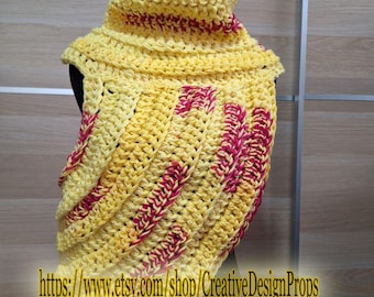 Katniss Cowl Vest Scarf Huntress Crossbody Scarf Crochet Yellow Red READY TO SHIP