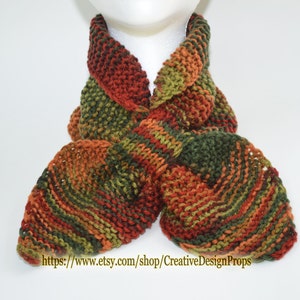 Knit Multicolor Ascot Scarf - Pull Through Keyhole Stay Put Popular Ascot Short Scarf Christmas Gift Winter wear Women Miss Maple Scarf