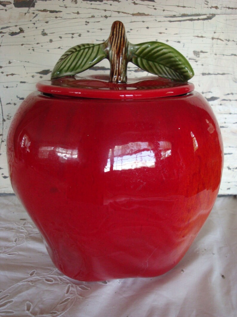 Vintage Apple Cookie Jar Etsy
