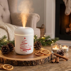 Dekorativer Luftbefeuchter – Design „Weihnachtsbaum“ – handbedruckt – Das perfekte Accessoire für eine beruhigende Atmosphäre