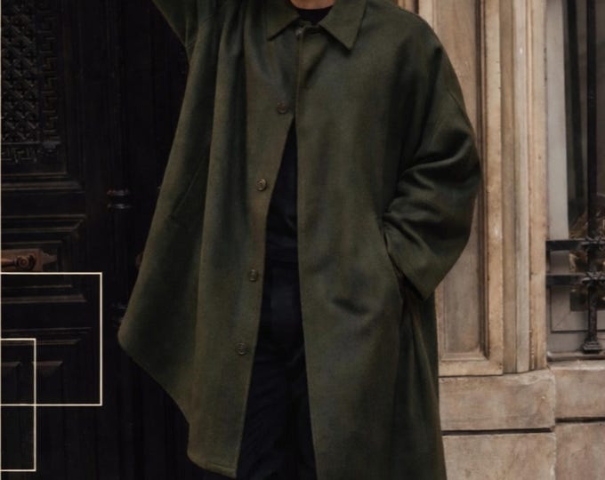 Men’s Cape-Style Wool Coat Timeless Elegance with Modern Power
