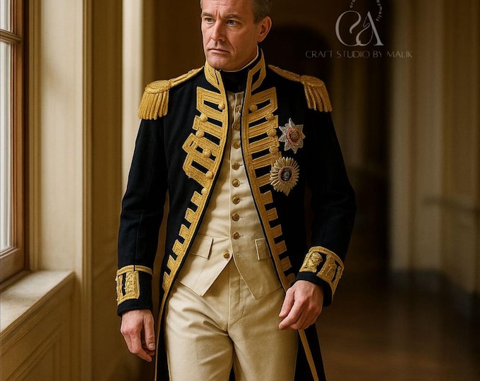 Regency Tailcoat: Gold Embroidered Royal Naval Officer Coat