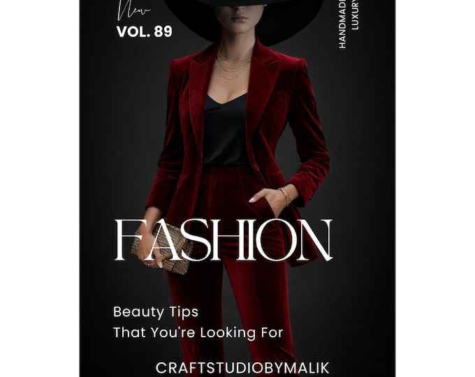 Burgundy Velvet Women’s Suit, Luxury Tailored Blazer & Pants Set