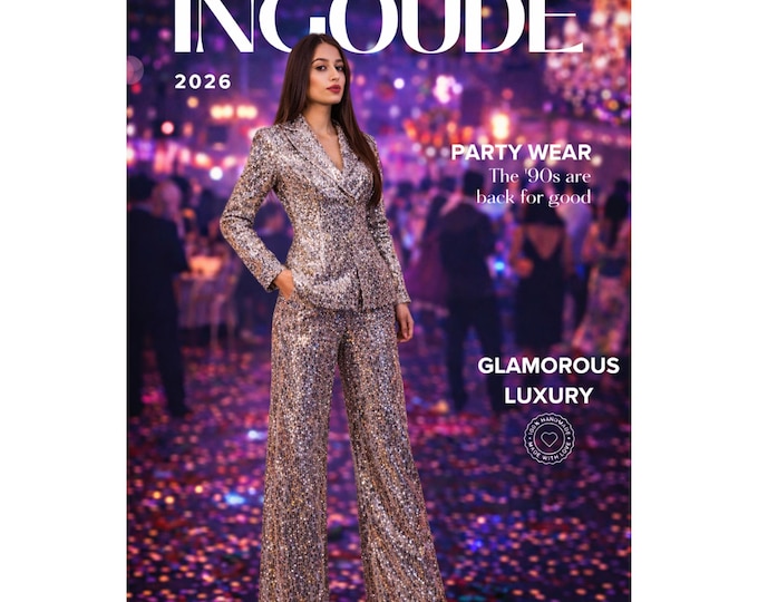 Silver Sequin Women Party Suit