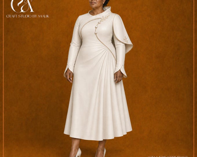 Ivory Wedding Dress with Detachable Cape, Plus Size Made to Measure Bridal Gown