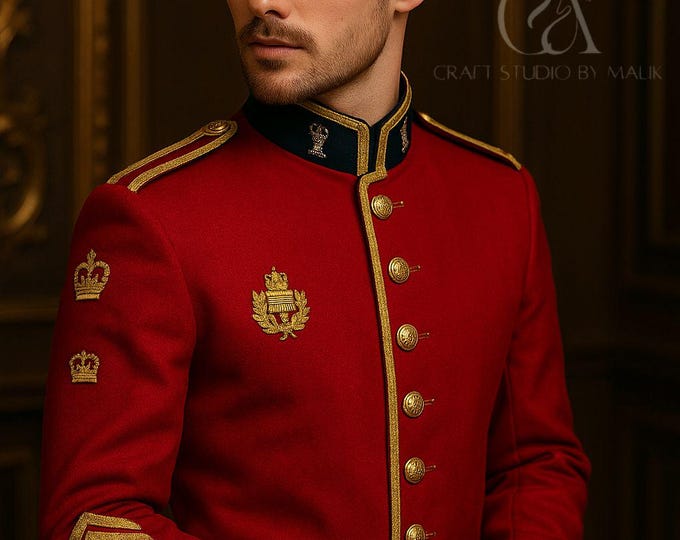 Red Wool British Military Jacket
