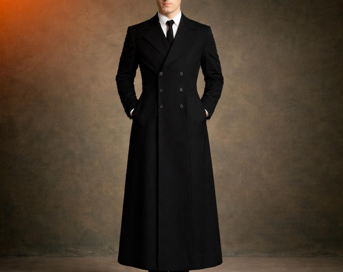 Men's Gothic Wool Overcoat Victorian Steampunk Trench Coat