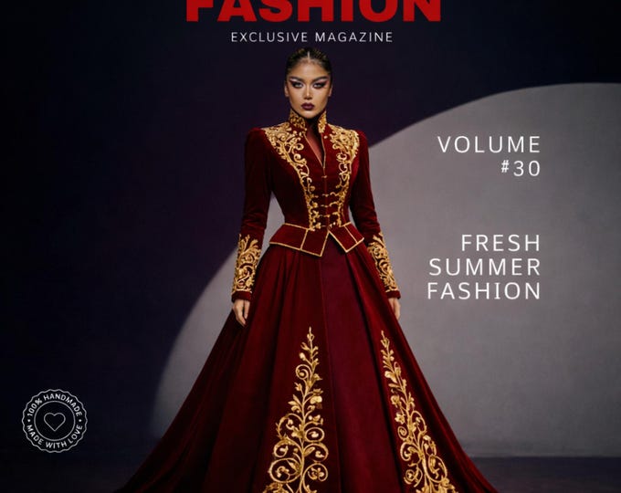 Renaissance Velvet Gown with Gold Embroidered