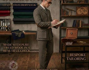 Vintage Houndstooth Tweed Suit for Men