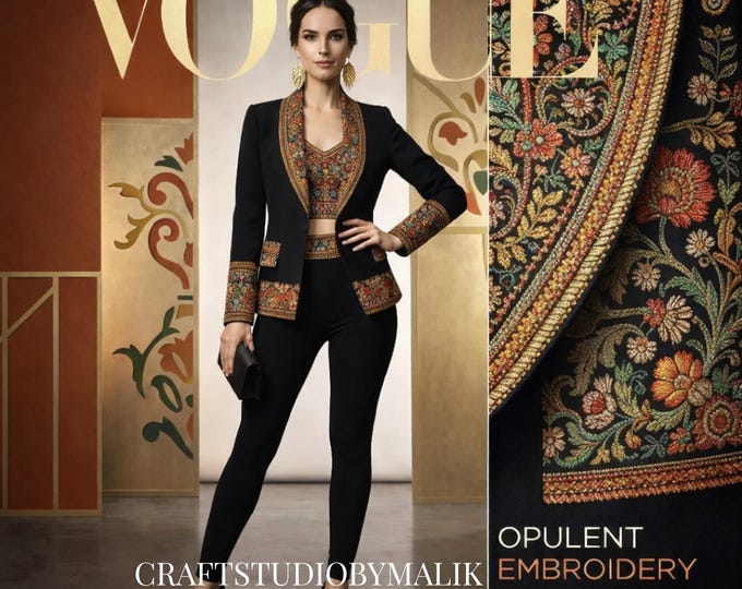 Embroidered Suit Set Women, Luxury Jacket Pants