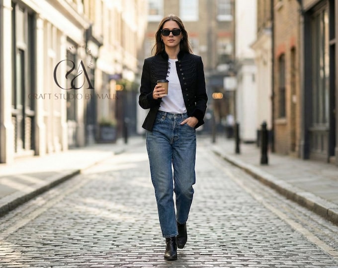 Black Velvet Hussar Jacket: Dark Academia Goth Blazer