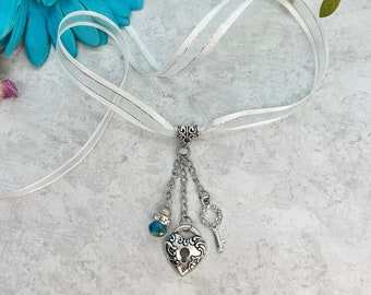 Customizable Bouquet Charm, Heart Lock & Key