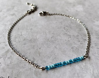 Something Blue Beaded Connector Wedding Anklet or Bracelet - 5 Style Options