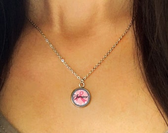 Breast Cancer, 27 Artwork Options, Stainless Steel Dainty Necklace