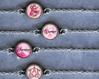 Breast Cancer, 27 Artwork Options, Bezel Bracelet/Anklet