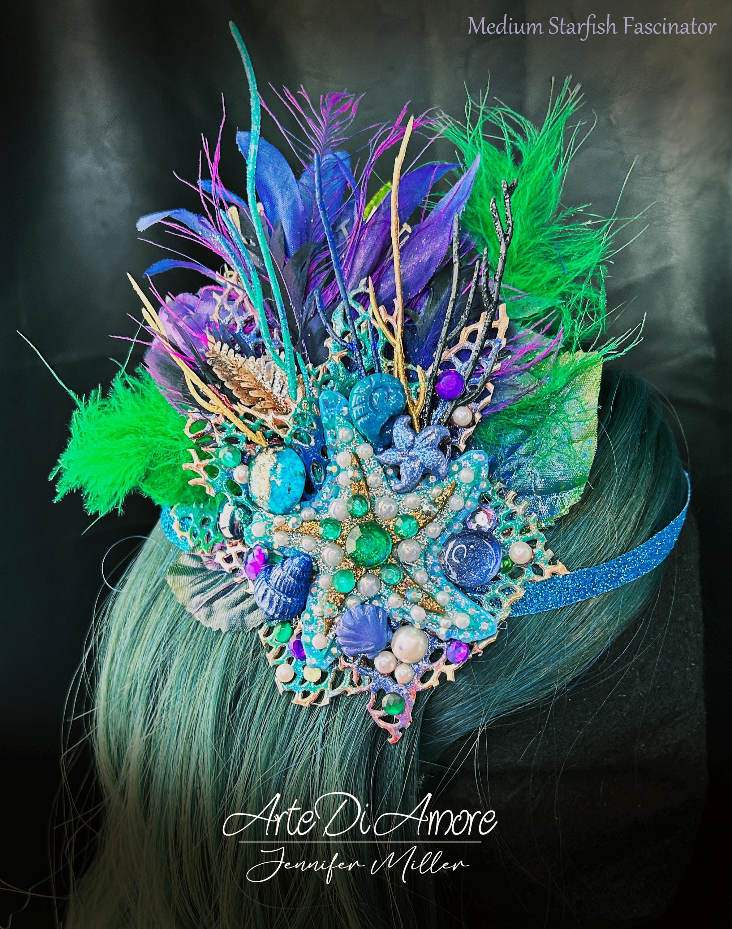 Blue and Coral Fascinator - Etsy