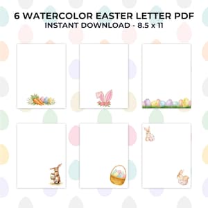 Watercolor Easter Writing Paper Set | Bunny, Eggs, Carrot Designs (Digital Download)