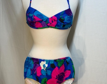 Fumi’s at Waikiki Vintage 3‑Piece Floral Swimsuit – Vintage 60s 70s