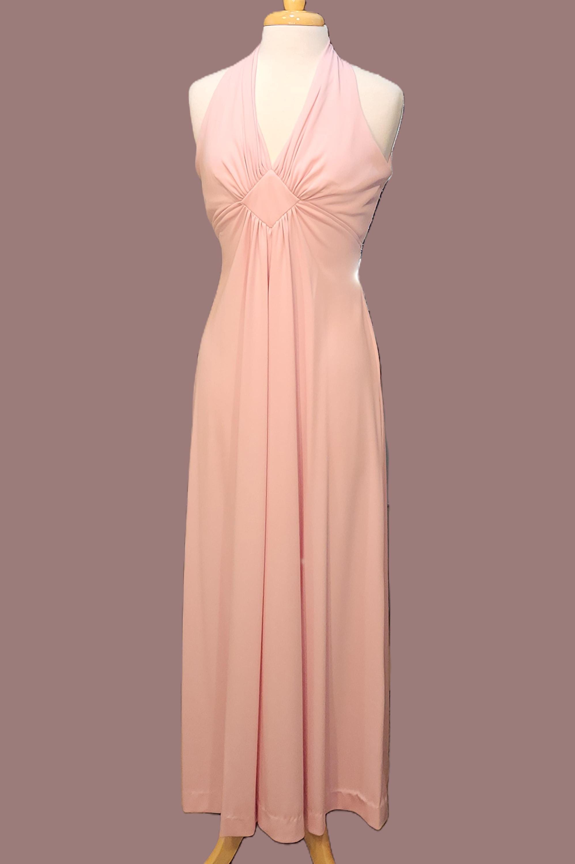 Vintage Light Pink Dress & Feather-trimmed Jacket Set - Glam Formalwear - 1960s-70s