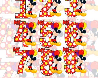 Mickey Mouse Birthday PNG, Disney Clipart Iron On (Digital Download)