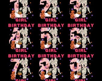 Minnie Mouse Halloween Birthday Girl PNG: Spooky Cartoon Clipart (Digital Download)