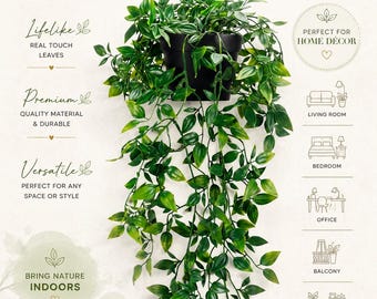 Realistic Hanging Trailing Vine Plant, Indoor Greenery Decor