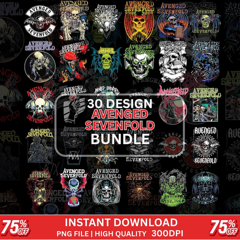 30 DESIGN Avenged Sevenfold Heavy Metal Band T-shirt Png File Digital ...