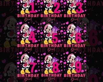 Minnie Mouse Birthday Girl PNG - T-Shirt Designs (Digital Download)