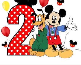 Diseño PNG para sublimación del segundo cumpleaños de Mickey Mouse (descarga digital)