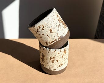 Taza de café espresso de cerámica hecha a mano - Colección Winter Woods, taza pequeña de gres, cerámica terrosa, 7 oz