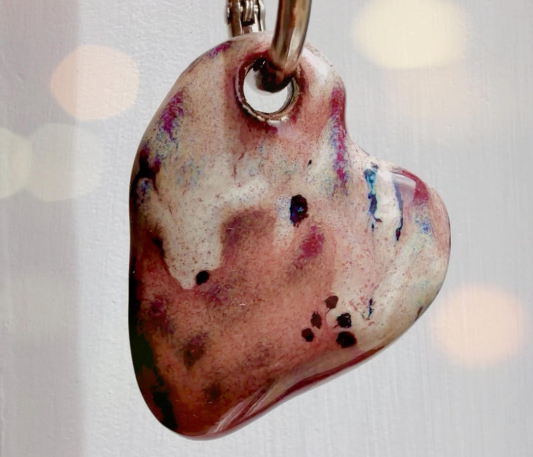 Handmade Ceramic Heart Keychain, Ceramic Bag Charm - One True Love ...