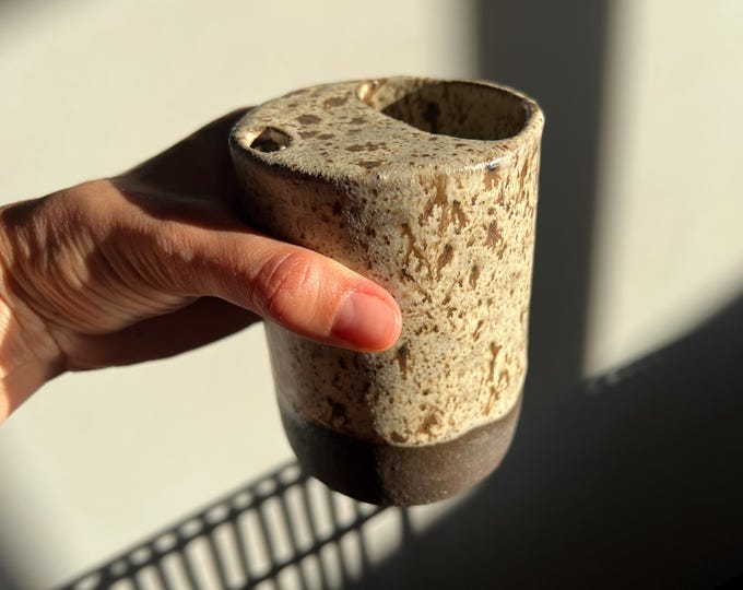 Handmade Ceramic Travel Mug – Winter Woods Collection, Stoneware Iced Coffee Sippy Cup, Earthy Pottery