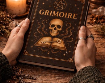 Dziennik Gotycki Grimoire | Czaszka Pentagram Księga Cieni w twardej oprawie, Notatnik do Pracy z Cieniem