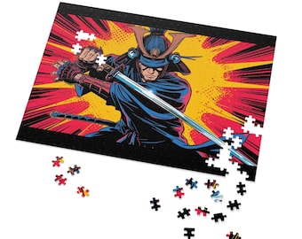 Samurai Pop Puzzle  Vibrant Japanese Stealth in Comic Style
