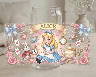 Alice In Wonderland UV DTF Cup Wrap, Tea Party Tumbler Decal, White Rabbit Transfer, Magical Sticker Art Supplies Decor RRD-VWL20