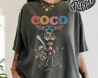 Comfort Color Retro Disney Pixar Coco Miguel Shirt, Un Poco Loco Shirt, Coco Miguel and Dante, Disneyworld Shirts, Disney Pixar Shirt RLSN18