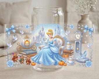 Cinderella UV DTF Cup Wrap, Fairy Tale Princess Tumbler Decal, Glass Slipper Transfer, Magical Sticker Art Supplies Decor RRD-VWL11