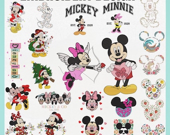 20+ Mickey Minnie Embroidery Design Bundle, Mouse Couple Machine Embroidery Files, Cartoon Machine Embroidery, (Digital Download)