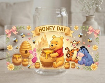 Honey Day UV DTF Cup Wrap, Winnie The Pooh Tumbler Decal, Cute Bear Honey Pot Transfer, Magical  Sticker Art Supplies Decor RRD-VWL18